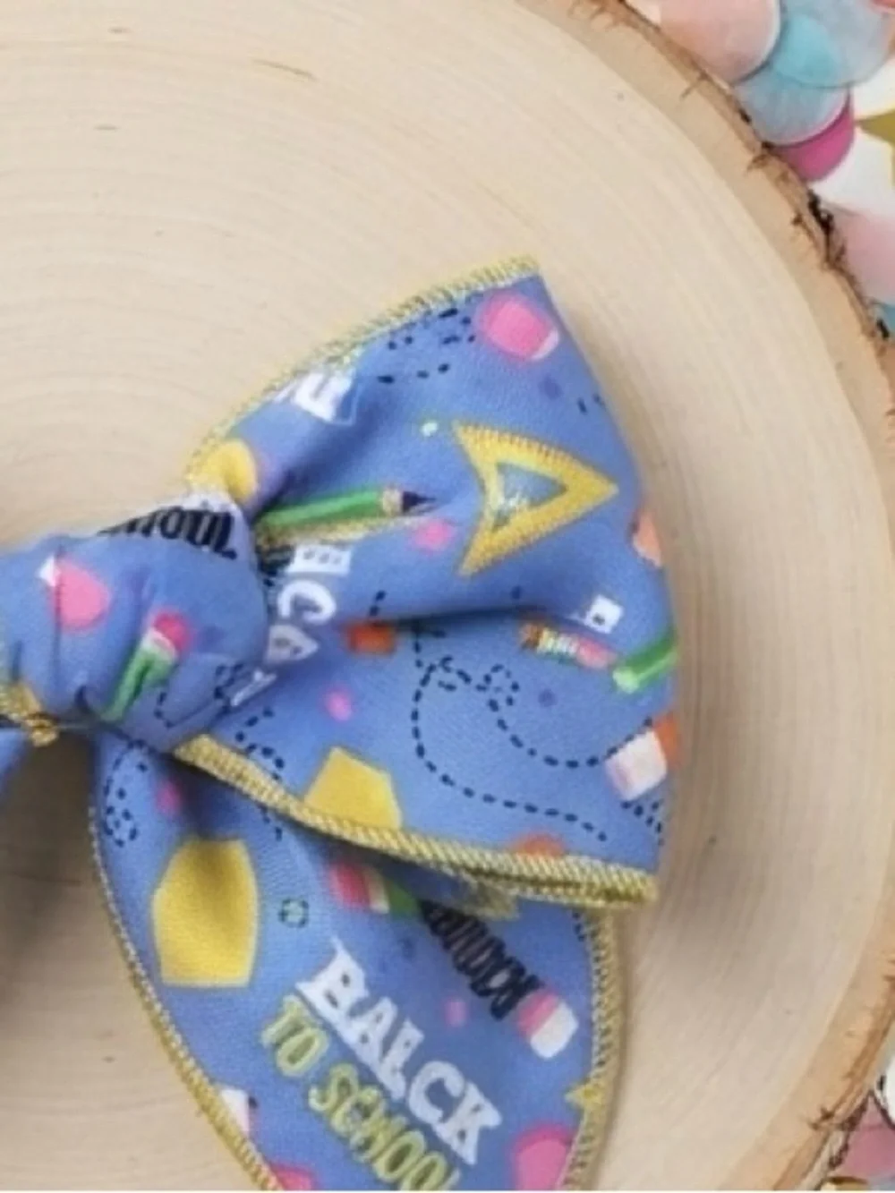 Handmade Back to School Hair Bow Clip Pencils Rulers Design 5.5